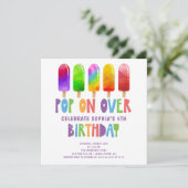 Pop On Over Popsicles Verjaardagsuitnodiging Kaart (Staand voorkant)