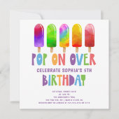 Pop On Over Popsicles Verjaardagsuitnodiging Kaart (Voorkant)