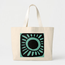Pop ontwerp in blauw groen grote tote bag