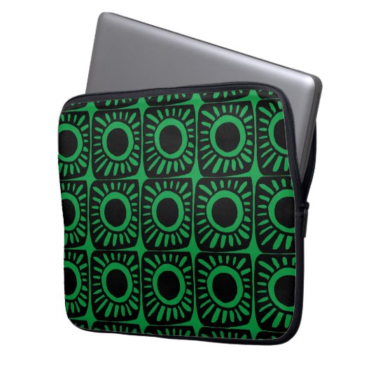 Pop ontwerp in groen laptop sleeve (Voorkant Links)