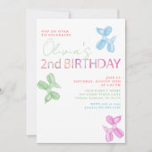 Pop op meer dan 2e verjaardag Balloon Dog Invite Kaart (Voorkant)