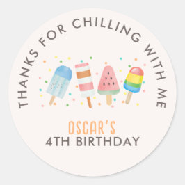 Pop op Over and Chill Icecream / Popsicle Verjaard Ronde Sticker