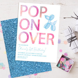 Pop op over ballondier verjaardagsuitnodiging kaart