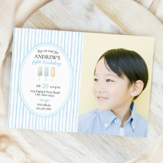 Pop op Over Blue Popsicle Verjaardagsuitnodiging Kaart