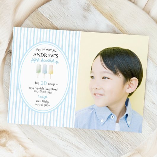 Pop op Over Blue Popsicle Verjaardagsuitnodiging Kaart