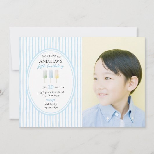 Pop op Over Blue Popsicle Verjaardagsuitnodiging Kaart (Voorkant)