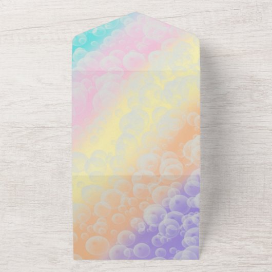 Pop op Over Bubbles Kind Verjaardagsfeest All In One Uitnodiging (Buitenkant)