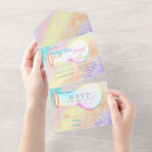 Pop op Over Bubbles Kind Verjaardagsfeest All In One Uitnodiging (Afscheurbaar)