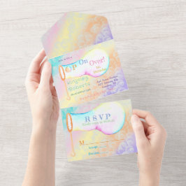 Pop op Over Bubbles Kind Verjaardagsfeest All In One Uitnodiging