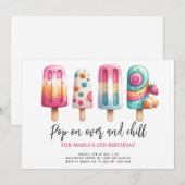 Pop op Over & Chill Popsicle Kids Verjaardagsfeest Kaart (Voorkant / Achterkant)
