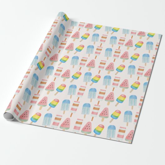 Pop op Over en Chill Ice-cream Kids Verjaardag Cadeaupapier (Uitgerold)