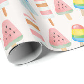 Pop op Over en Chill Ice-cream Kids Verjaardag Cadeaupapier (Rol Hoek)
