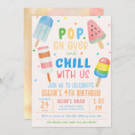 Pop op Over en Chill Ice-cream Kids Verjaardag Kaart<br><div class="desc">Nodig gasten uit voor het verjaardagsfeestje met het thema 'Pop op over en Chill' van uw kind met uitnodigingen voor het verjaardagsfeestje. De leuke verjaardagsfeestuitnodigingen zijn voorzien van waterverf ijslolly's en trendy typografie. Personaliseer de uitnodigingen voor verjaardagsfeestjes met het thema Ice-Cream met de naam, leeftijd en feestdetails van uw kind....</div>