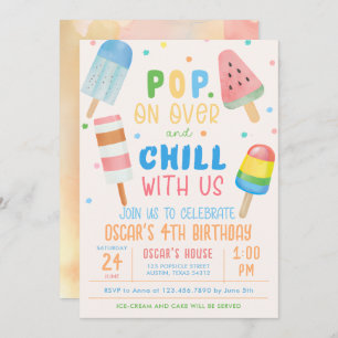 Pop op Over en Chill Ice-cream Kids Verjaardag Kaart