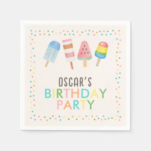 Pop op Over en Chill Ice-cream Kids Verjaardag Servet (Voorkant)