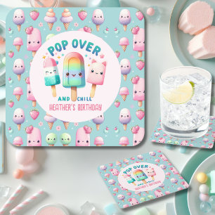 POP op Over en Chill Ice Pop Party Decor Verjaarda Kartonnen Onderzetters
