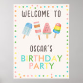 Pop op Over en Chill Icecream Kids Verjaardagsfees Poster (Voorkant)