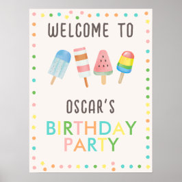 Pop op Over en Chill Icecream Kids Verjaardagsfees Poster