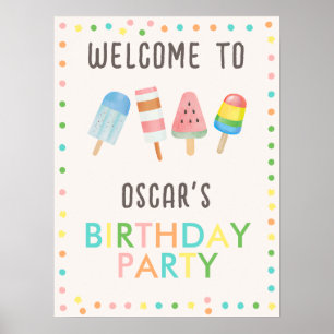 Pop op Over en Chill Icecream Kids Verjaardagsfees Poster