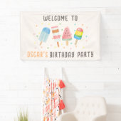 Pop op Over en Chill Icecream Kids Verjaardagsfees Spandoek (Insitu)