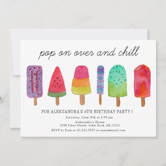 Pop op Over en Chill Popsicle verjaardagsfeestje Kaart (Voorkant)