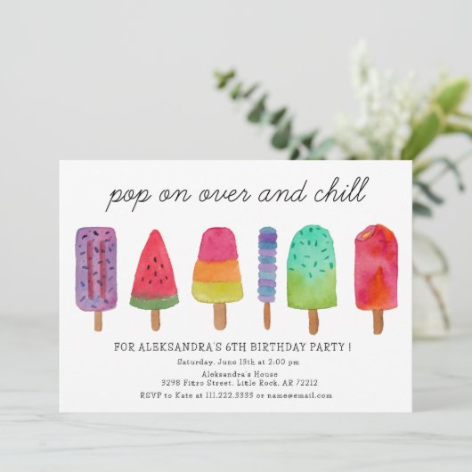 Pop op Over en Chill Popsicle verjaardagsfeestje Kaart (Staand voorkant)
