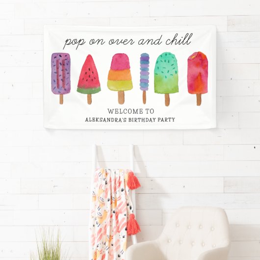 Pop op Over en Chill Popsicle verjaardagsfeestje Spandoek (Insitu)