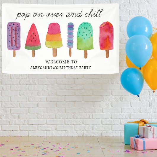 Pop op Over en Chill Popsicle verjaardagsfeestje Spandoek