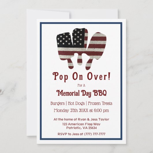 Pop op Over Memorial Day Popsicle Amerikaanse vlag Kaart (Voorkant)