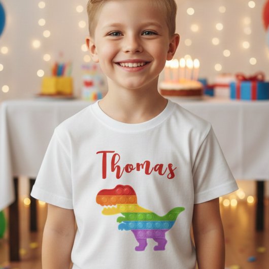 Pop op over! Pastel pop it dino boy T-shirt