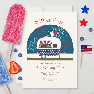Pop op Over Patriottische Camper 4 juli BBQ Kaart