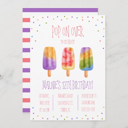 Pop op Over! Popsicle thema verjaardagsfeestje Kaart (Voorkant / Achterkant)