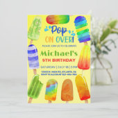 Pop op Over Popsicles Boy Zomerverjaardagsuitnodig Kaart (Staand voorkant)