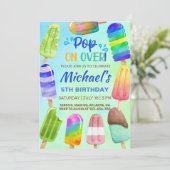 Pop op over popsicles - zomervakantie - uitnodigin kaart (Staand voorkant)