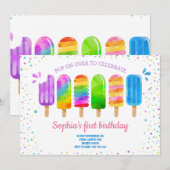 Pop op over Summer Ice Cream Girl Birthday Party Kaart (Voorkant / Achterkant)