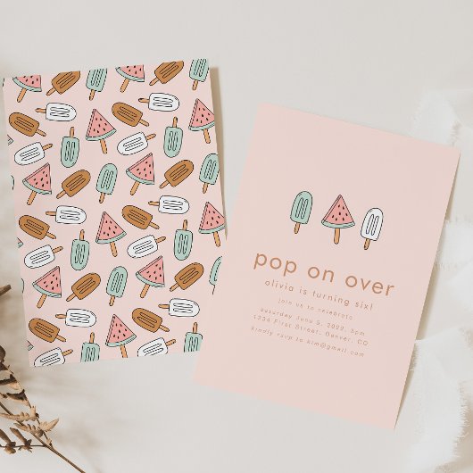 Pop op Over Summer Popsicle Verjaardagsfeestje Uit Kaart