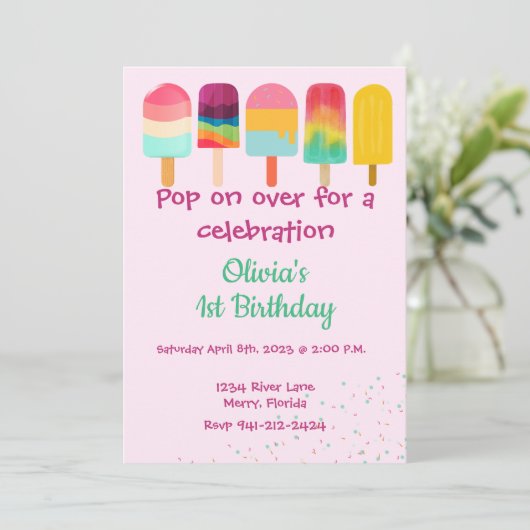 Pop op Over Summer Thema Verjaardag Kaart (Staand voorkant)