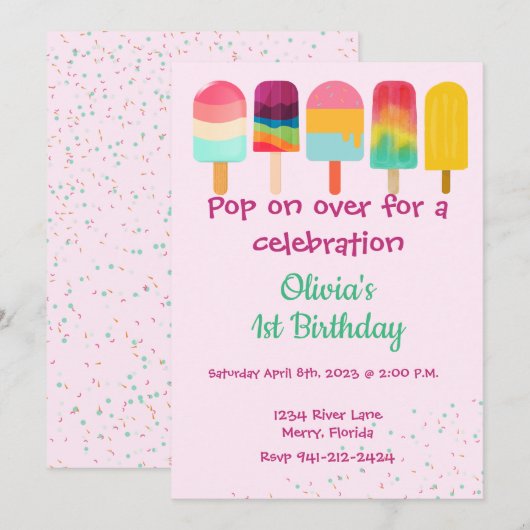 Pop op Over Summer Thema Verjaardag Kaart (Voorkant / Achterkant)