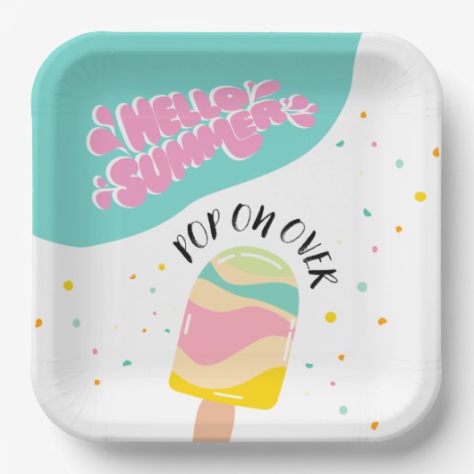 Pop op over verjaardagsfeestje papieren bordje (Voorkant)