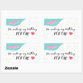 Pop op over verjaardagsfeestje rechthoekige sticker (Vel)