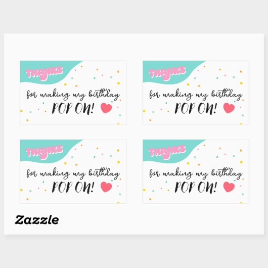 Pop op over verjaardagsfeestje rechthoekige sticker (Vel)