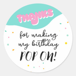Pop op over verjaardagsfeestje ronde sticker