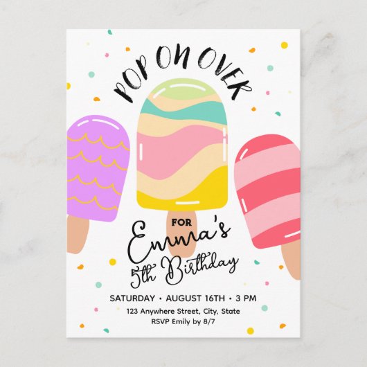 Pop op Over Verjaardagsfeestuitnodiging Briefkaart (Voorkant)
