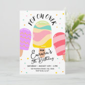 Pop op Over Verjaardagsfeestuitnodiging Briefkaart (Staand voorkant)