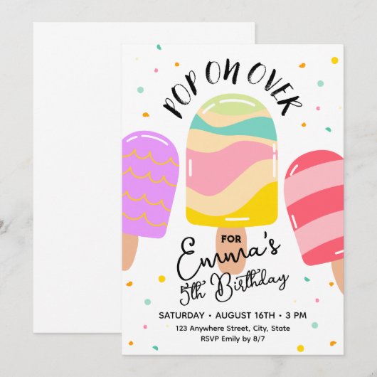 Pop op Over Verjaardagsfeestuitnodiging Briefkaart (Voorkant / Achterkant)