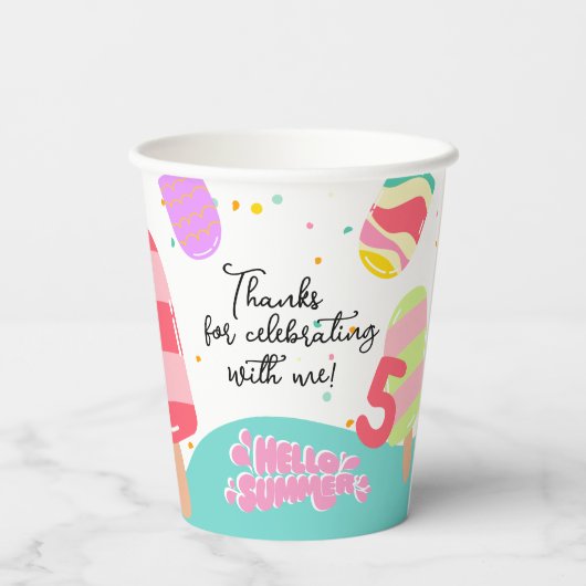 Pop op over verjaardagspartij document koppen papieren bekers (Achterkant)