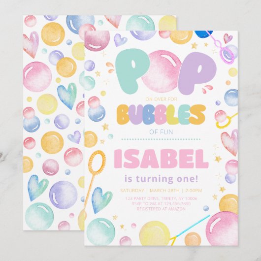 Pop op Over voor Bubbles Birthday Kaart (Voorkant / Achterkant)