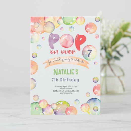 Pop op over! Zeepbellen verjaardags kind Kaart (Staand voorkant)