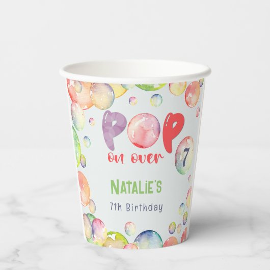 Pop op over! Zeepbellen verjaardags kind Papieren Bekers (Achterkant)