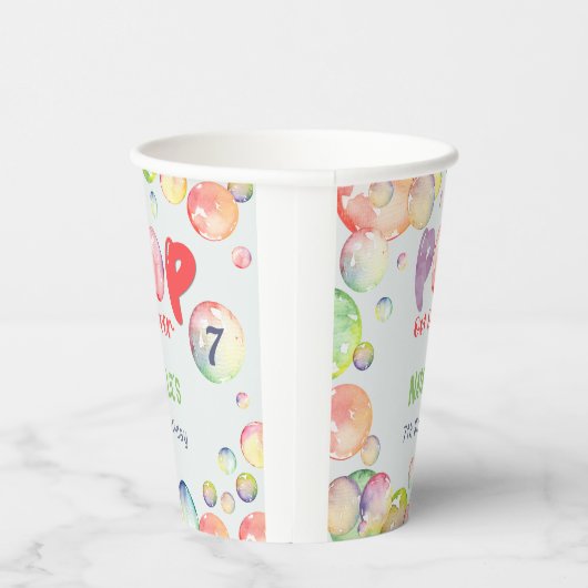 Pop op over! Zeepbellen verjaardags kind Papieren Bekers (Rechts)